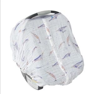 Little Unicorn Narwhal muslin car seat canopy